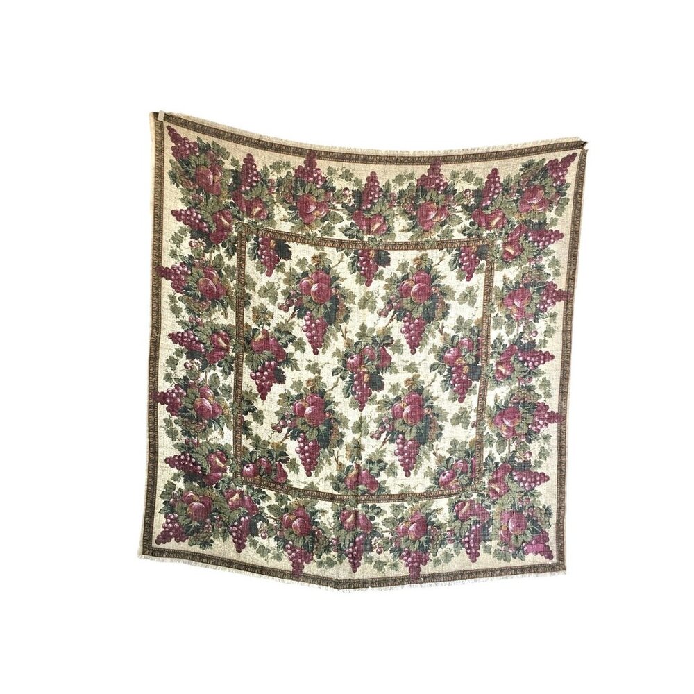 Vintage Fruit & Grape Thick Large Scarf Multicolor Rustic Decor